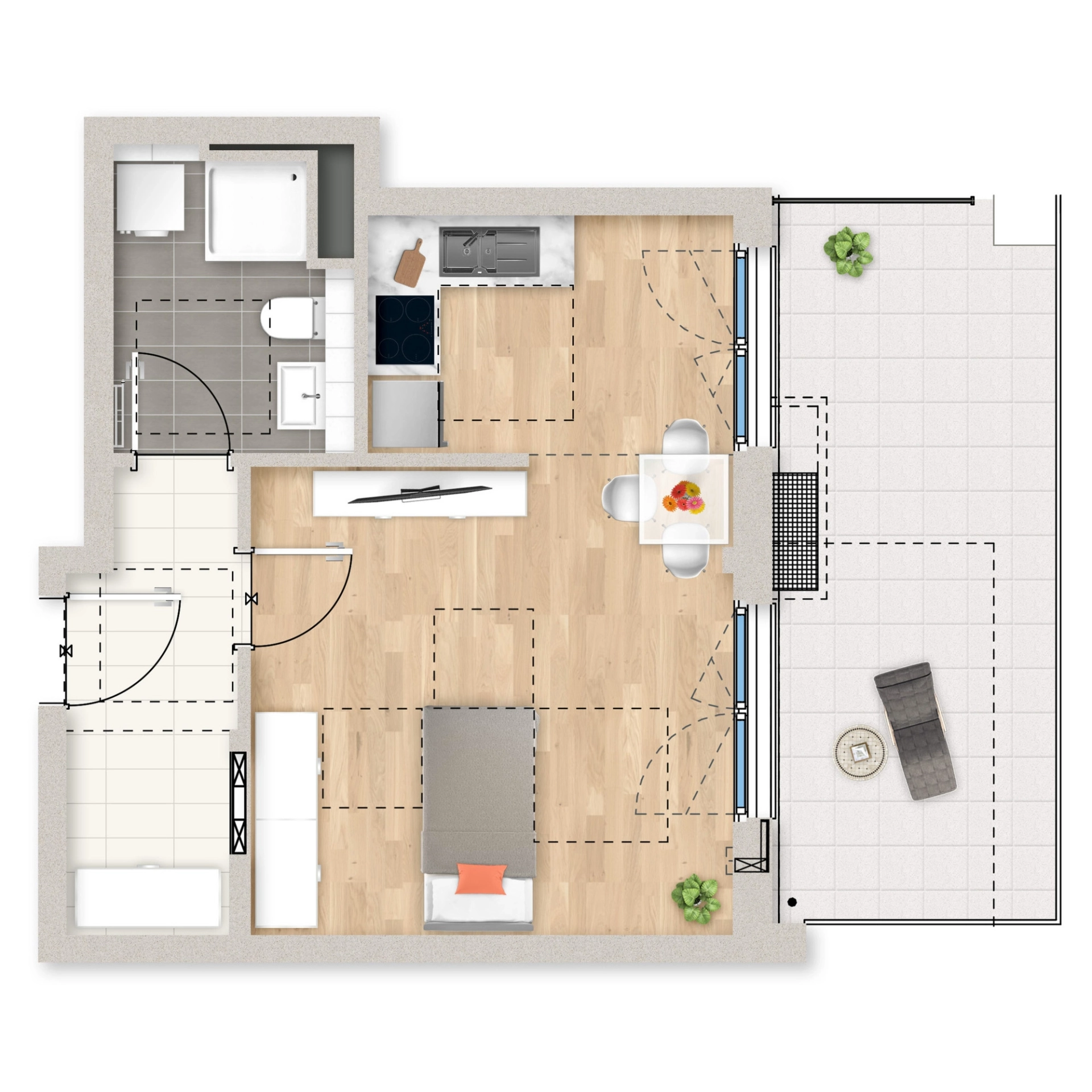 Grundriss Vorschau der Wohnung 5.0.166 im Projekt TŒLZER Mitte