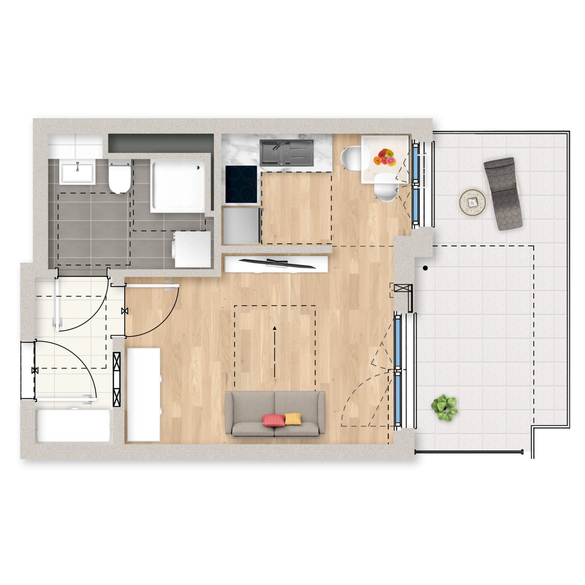 Grundriss Vorschau der Wohnung 5.0.167 im Projekt TŒLZER Mitte