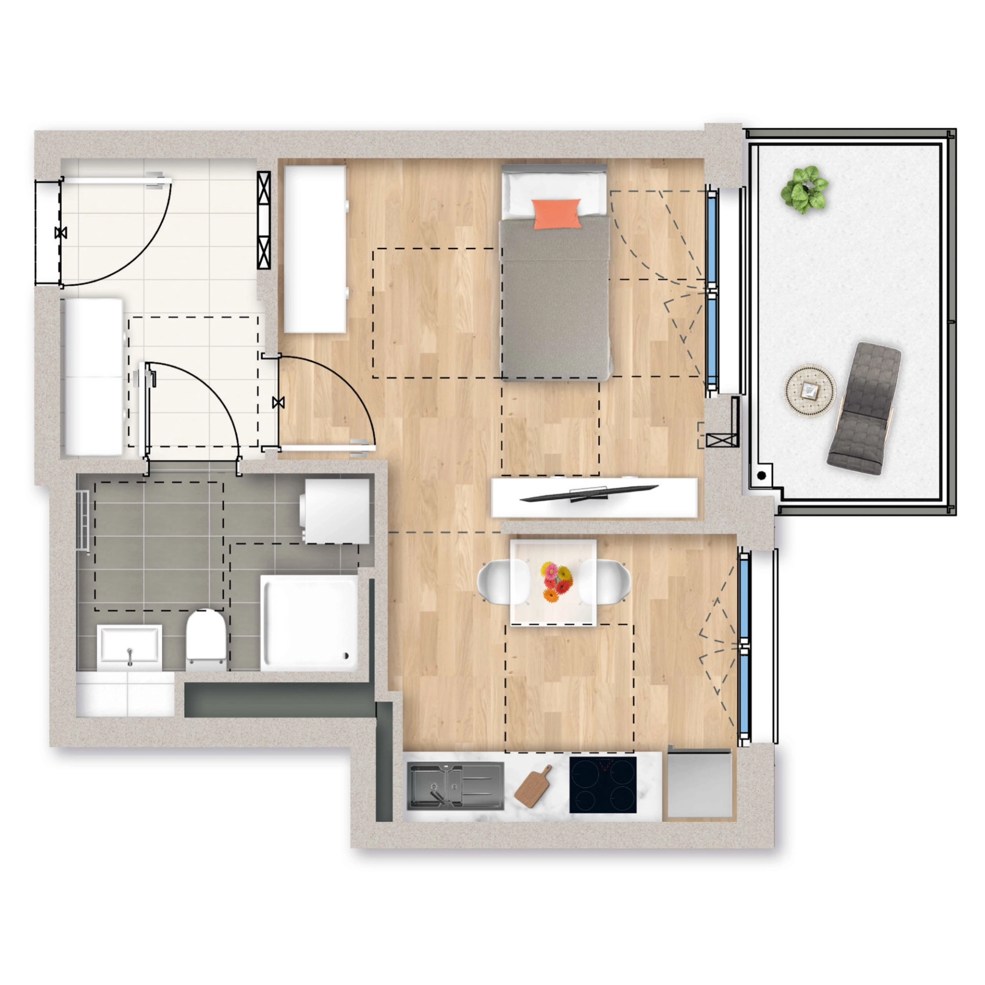 Grundriss Vorschau der Wohnung 5.5.206b im Projekt TŒLZER Mitte